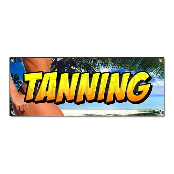 TANNING BANNER SIGN tan beauty salon spa bed signs spray suntan healthy